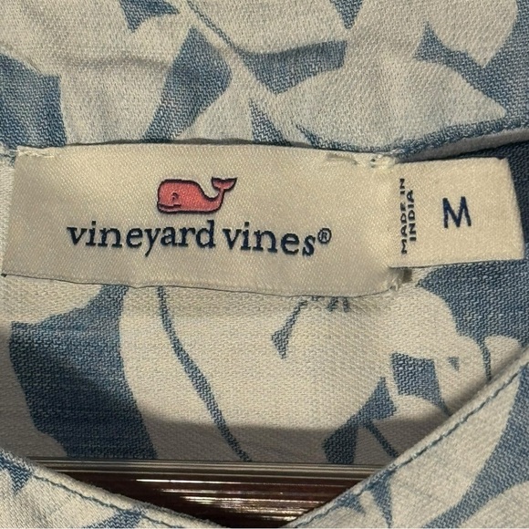 Vineyard Vines Romper Girls M Blue White Floral Chambray Button Elastic Waist - Picture 8 of 14